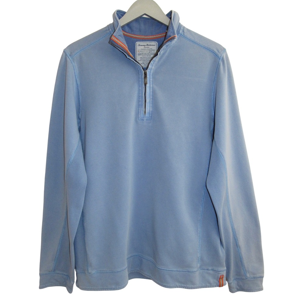 Tommy Bahama Sweatshirt Mens S Blue Quarter Zip Island Crafted Sailing Coastal